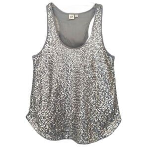 Gap Silver Sequin Tank Top Size Small Metallic Party Holiday Blouse